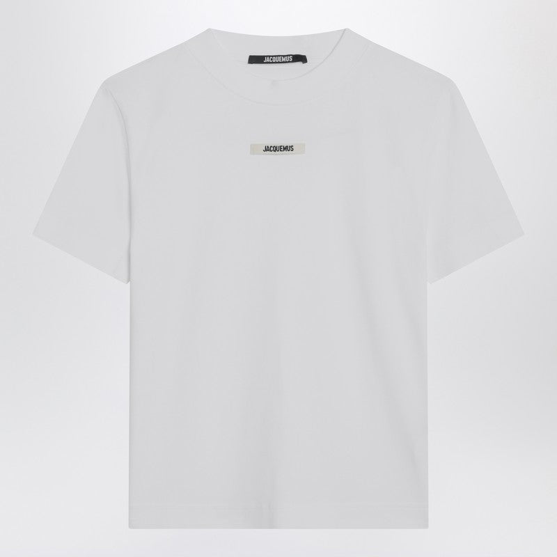 JACQUEMUS White T-shirt with logo patch