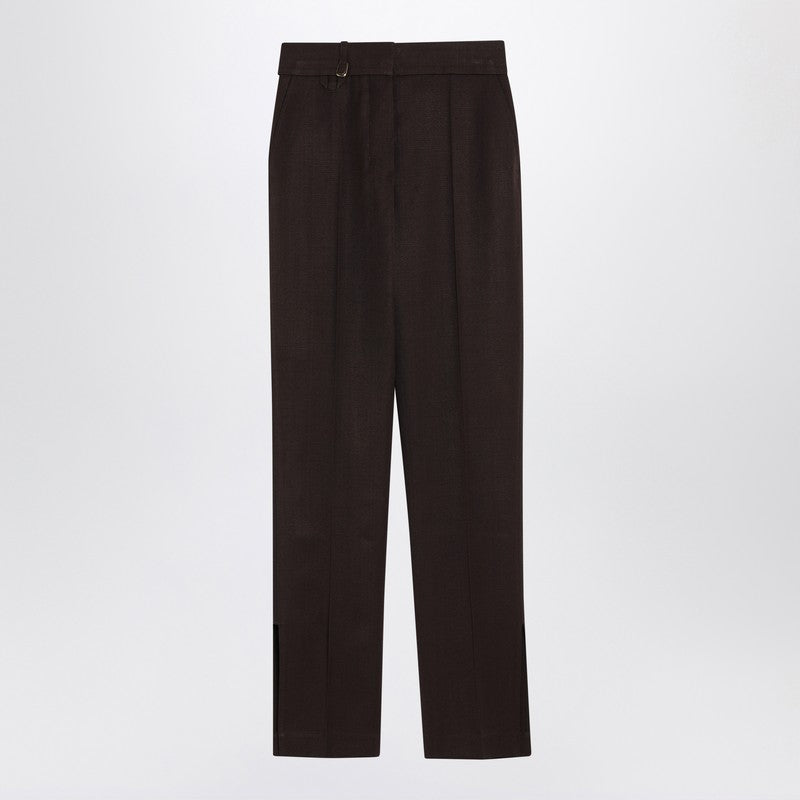 JACQUEMUS Brown trousers in silk blend