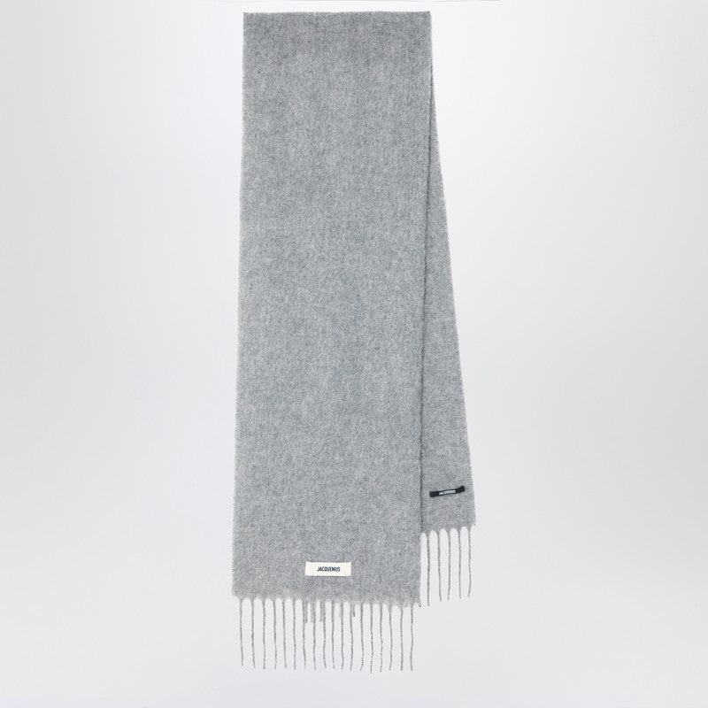 JACQUEMUS Grey scarf in alpaca and mohair