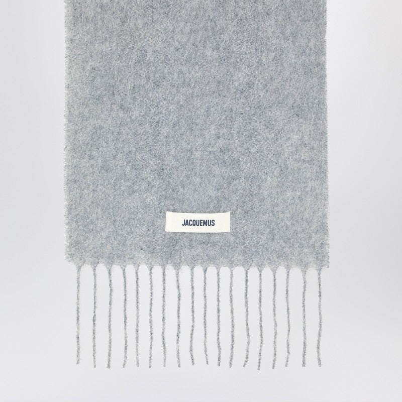 JACQUEMUS Grey scarf in alpaca and mohair