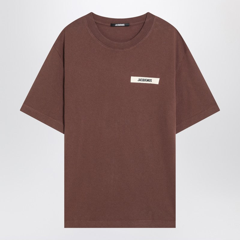 JACQUEMUS Brown cotton crew neck T-shirt