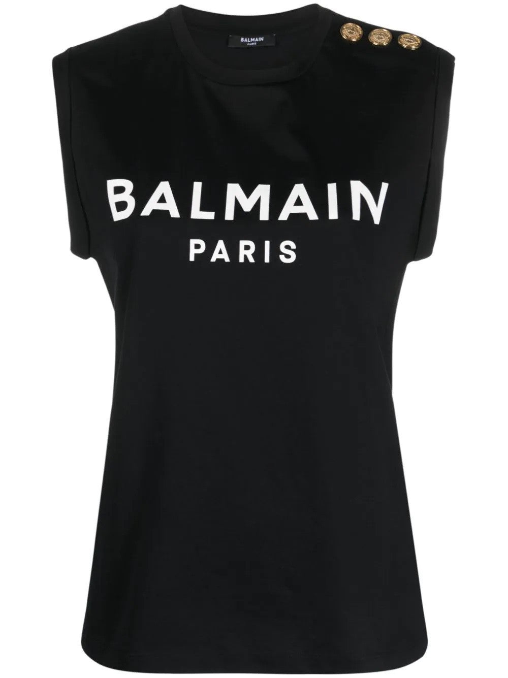 3 Btn Balmain Print Tank Top