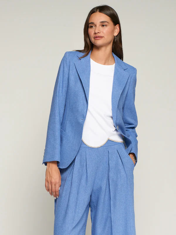 Vilagallo Gadea Light Blue Linen Blend Blazer