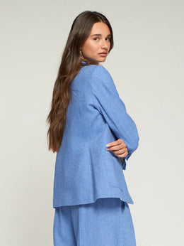 Vilagallo Gadea Light Blue Linen Blend Blazer