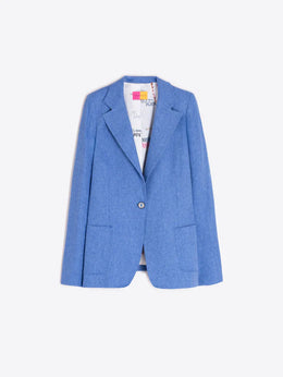 Vilagallo Gadea Light Blue Linen Blend Blazer