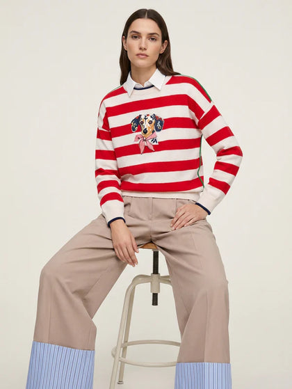 Vilagallo Striped Dachshund Sweater