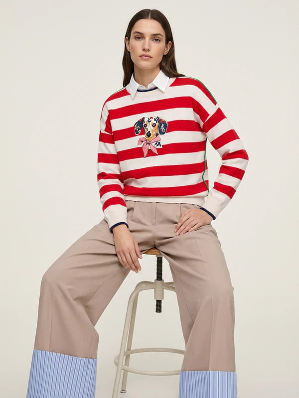 Vilagallo Striped Dachshund Sweater