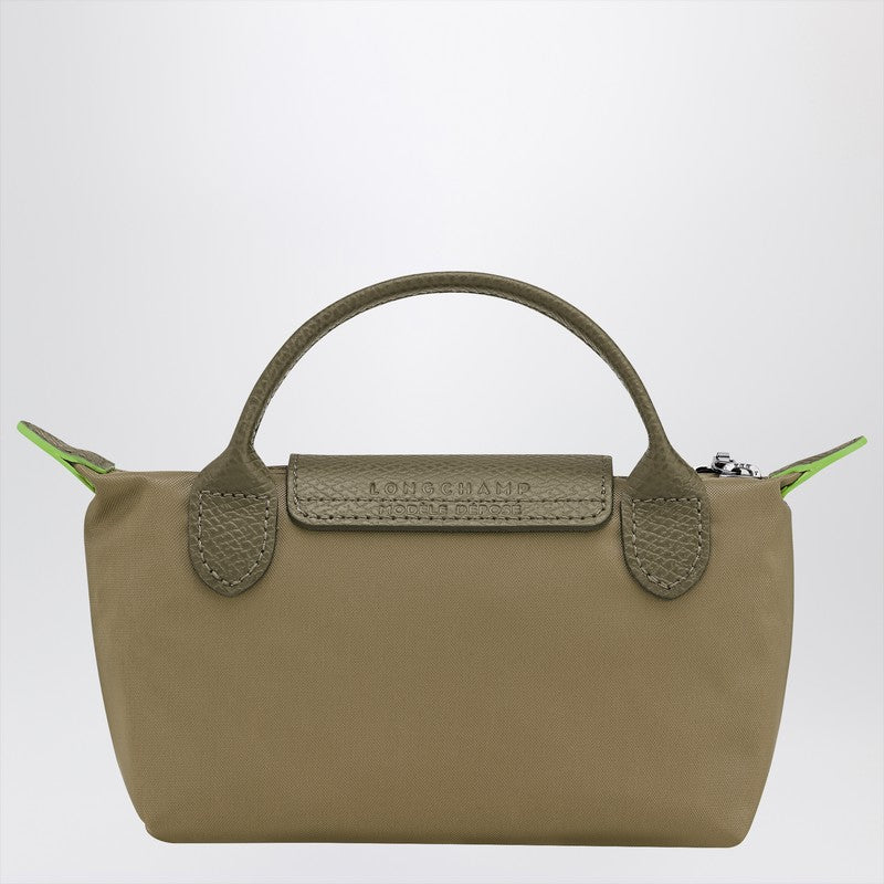 Longchamp Le Pliage Green Artichoke coloured clutch bag