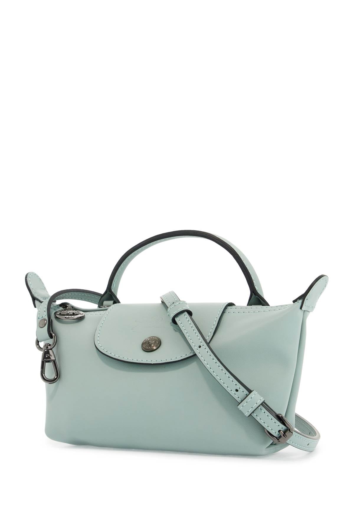 Longchamp green verbena leather pochette le pliage xtra with shoulder strap