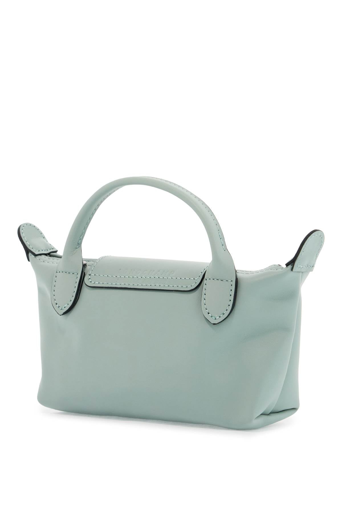 Longchamp green verbena leather pochette le pliage xtra with shoulder strap