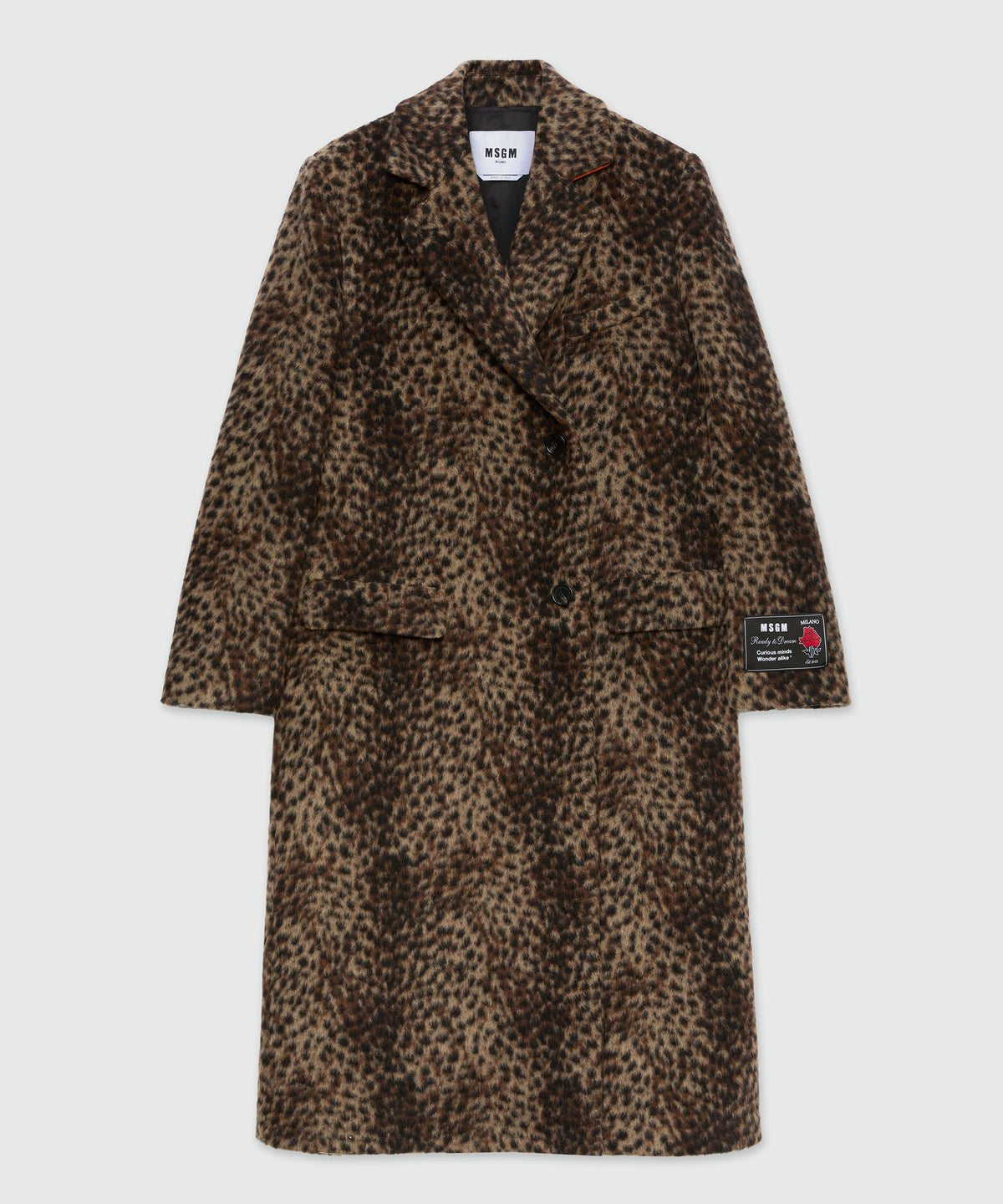 MSGM Long Wool Coat with Contrasting Lapels – Black