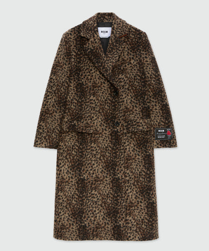 MSGM Long Wool Coat with Contrasting Lapels – Black