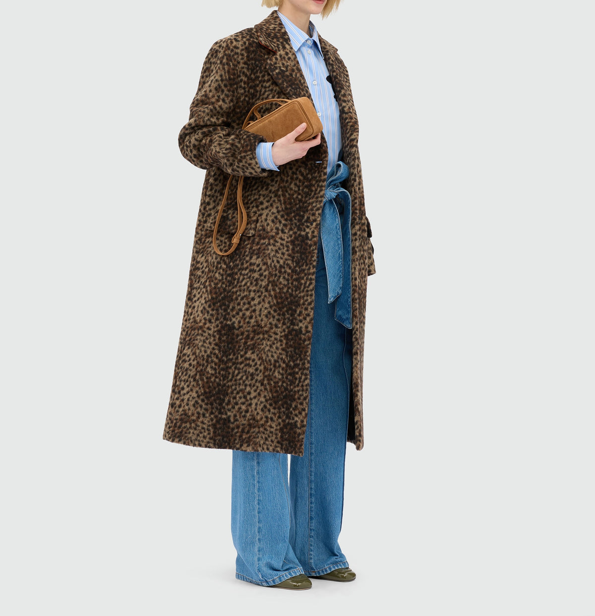 MSGM Long Wool Coat with Contrasting Lapels – Black