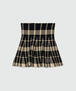 MSGM Checked Knitted Mini Skirt – Black & Beige