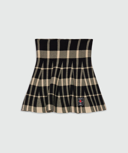 MSGM Checked Knitted Mini Skirt – Black & Beige
