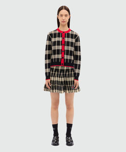 MSGM Checked Knitted Mini Skirt – Black & Beige
