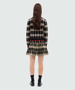 MSGM Checked Knitted Mini Skirt – Black & Beige