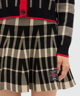 MSGM Checked Knitted Mini Skirt – Black & Beige