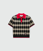 MSGM Check Techno Piqué Polo Shirt – Black