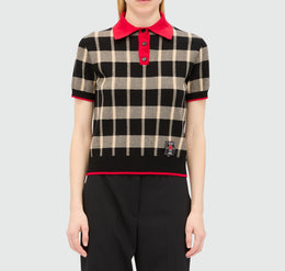 MSGM Check Techno Piqué Polo Shirt – Black