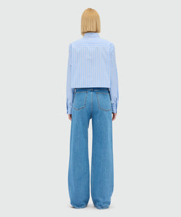MSGM High-Waist Belted Wide-Leg Jeans – Ink Blue