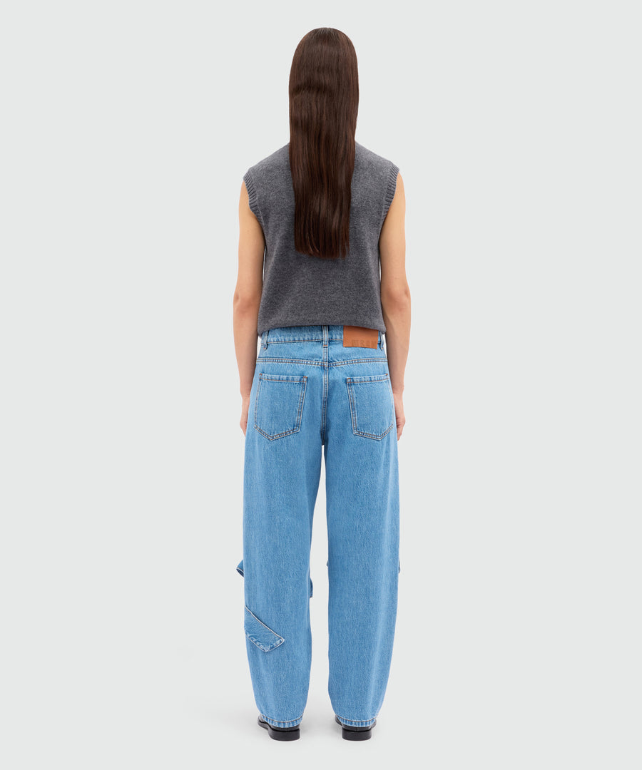 MSGM Bow Detail Five-Pocket Denim Pants – Ink Blue