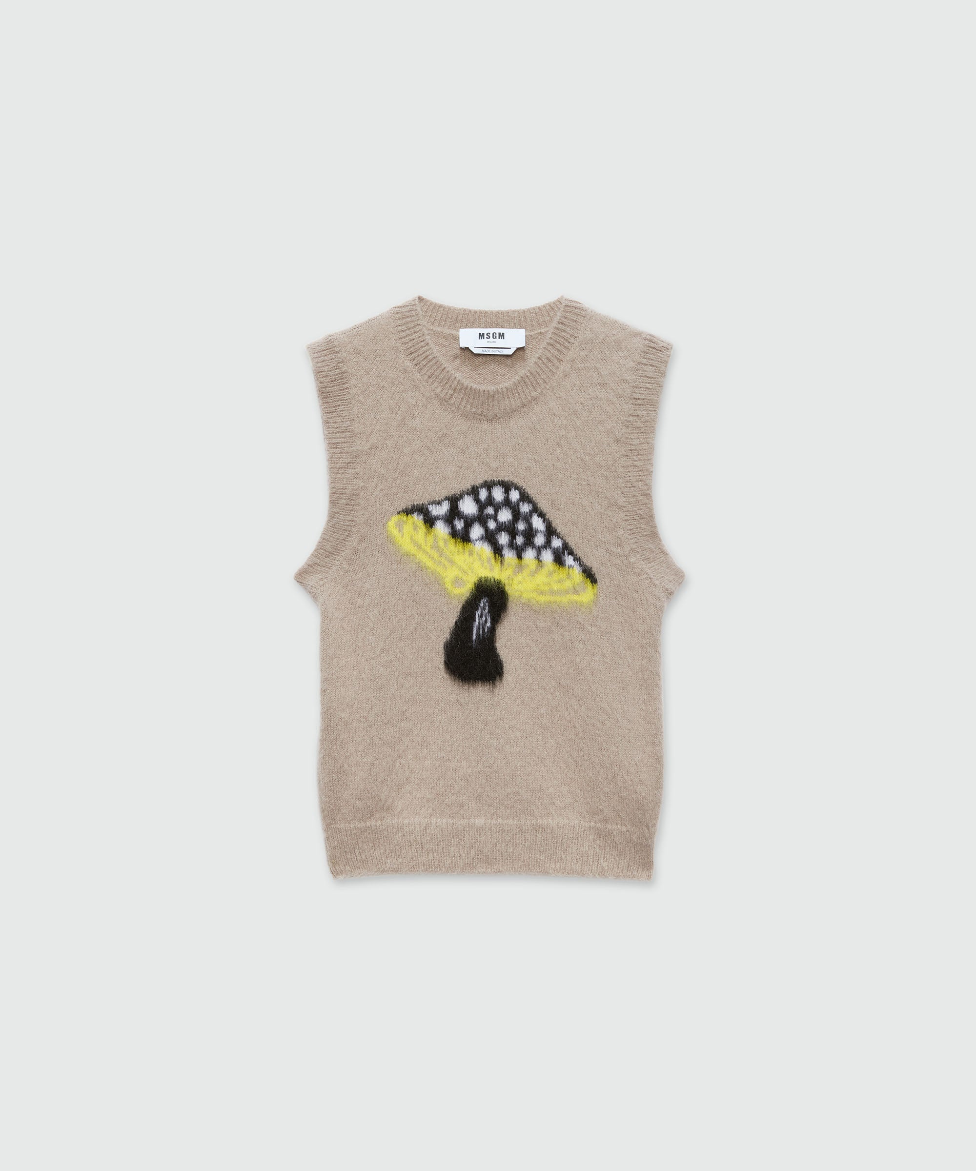 MSGM “Fantastic Mushroom” Jacquard Mohair Vest – Grey