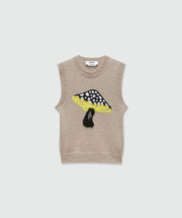 MSGM “Fantastic Mushroom” Jacquard Mohair Vest – Grey