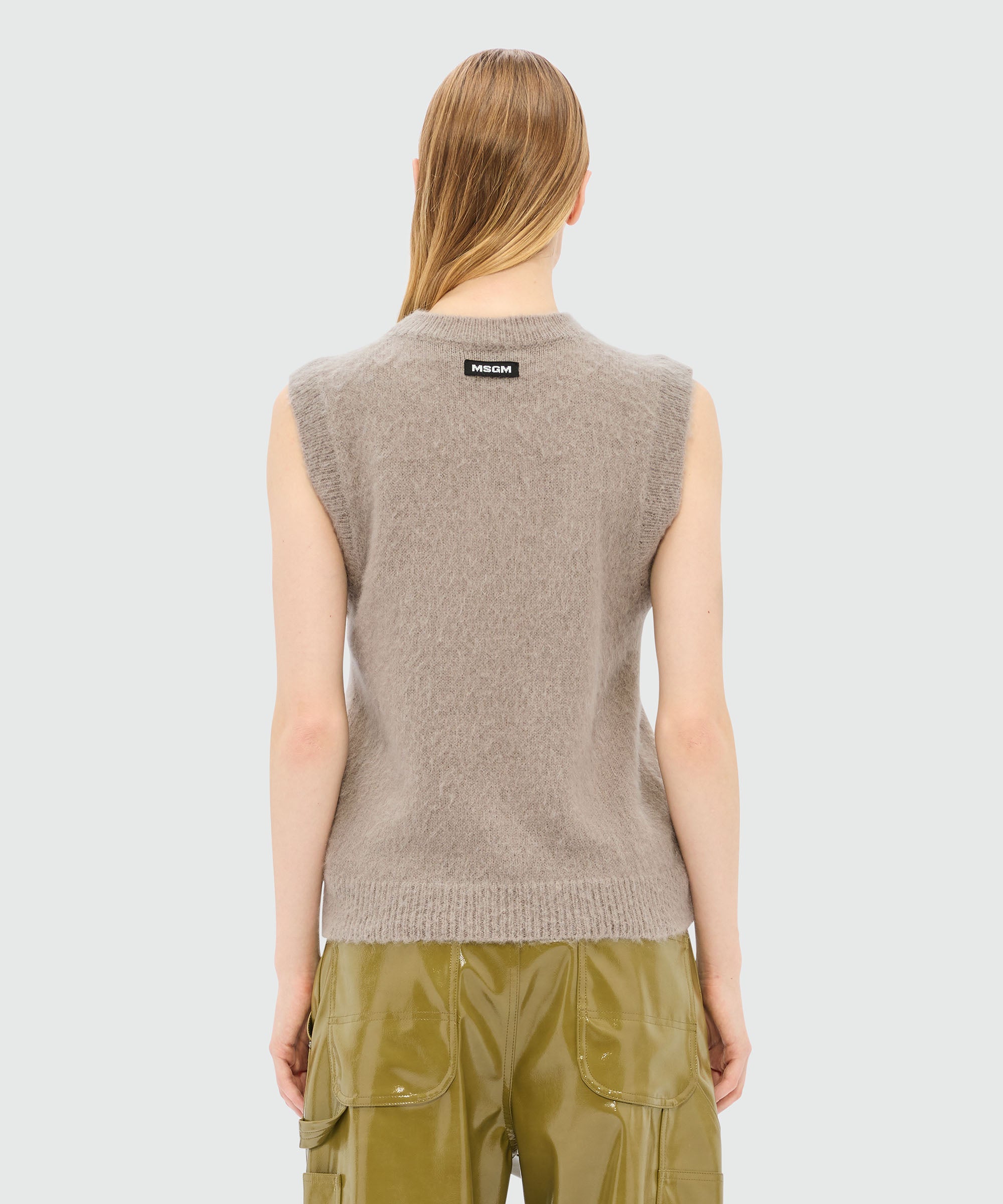 MSGM “Fantastic Mushroom” Jacquard Mohair Vest – Grey