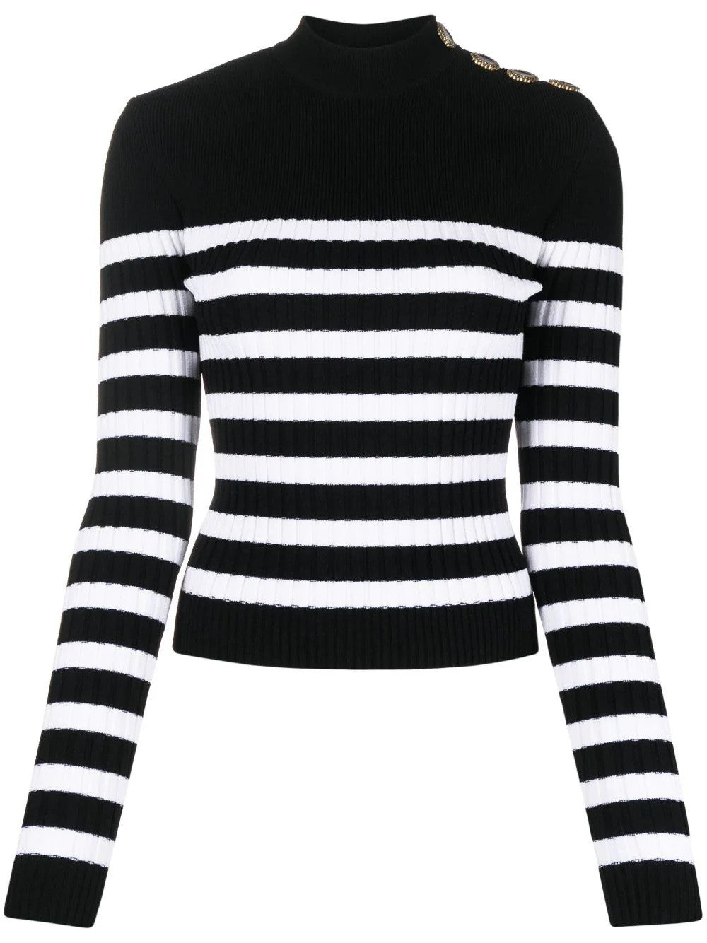 4 Btn Striped Knit Pullover