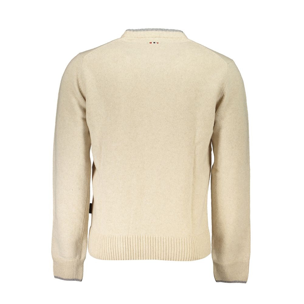 Beige Fabric Men Sweater