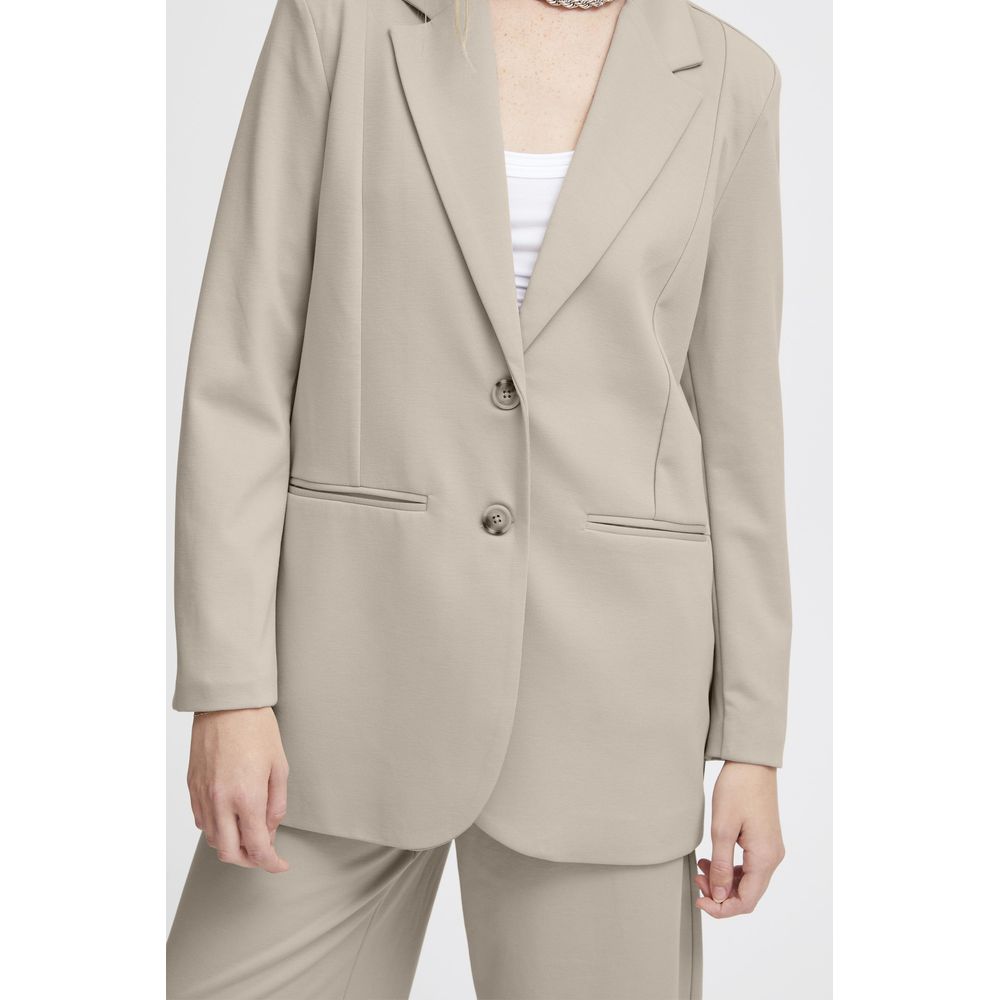 Beige Polyester Polyester Suits & Blazer