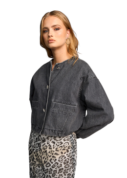 Cropped Denim Jacket Mid Authentic Grey