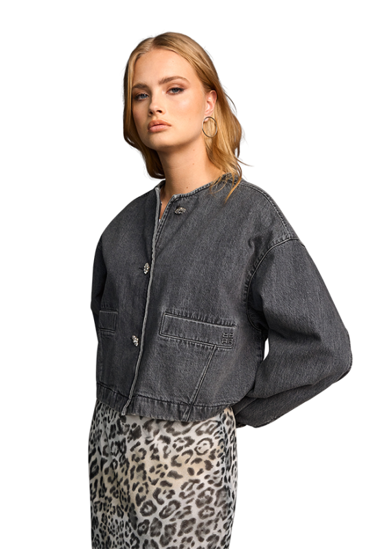 Cropped Denim Jacket Mid Authentic Grey