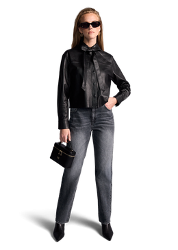 Straight Leg Jeans in Authentic Black Denim Mid Authentic Grey