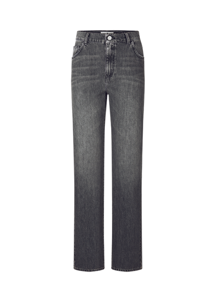 Straight Leg Jeans in Authentic Black Denim Mid Authentic Grey
