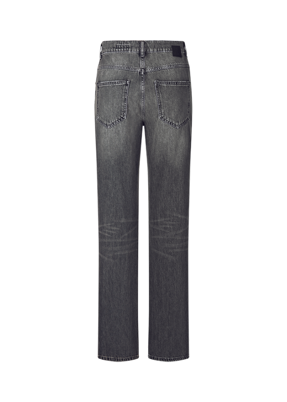 Straight Leg Jeans in Authentic Black Denim Mid Authentic Grey
