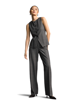 Wide Fit Trousers with Checked Pattern Rock Patterned