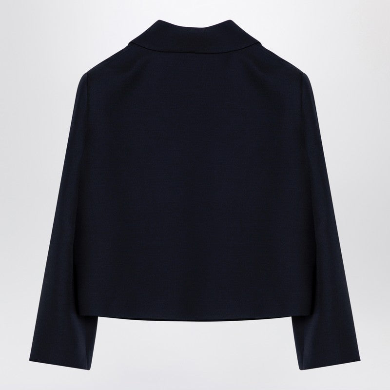 Valentino Single-breasted navy wool crop jacket