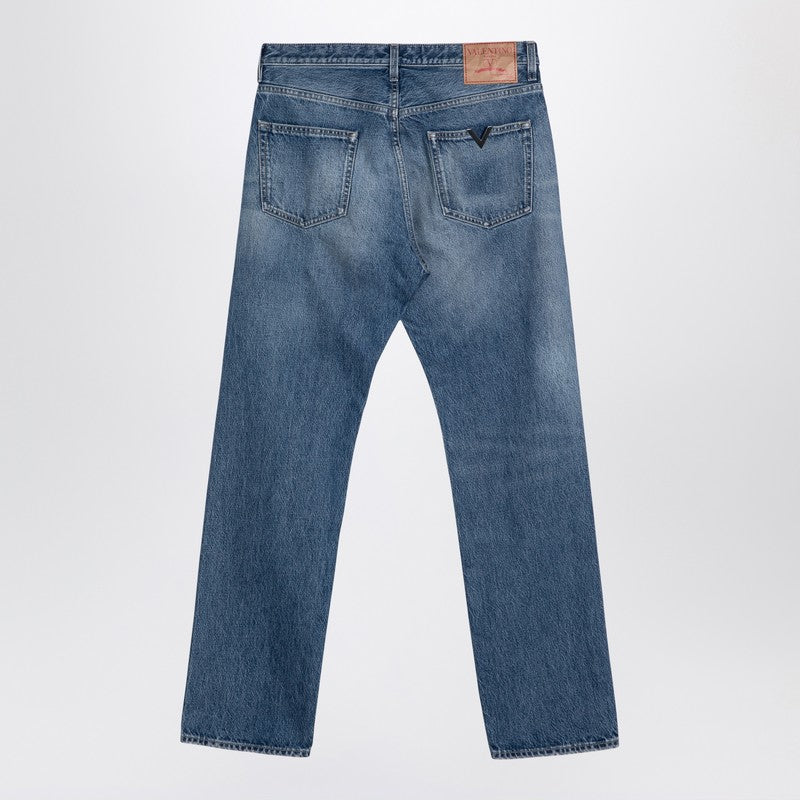 Valentino Blue washed-effect denim jeans