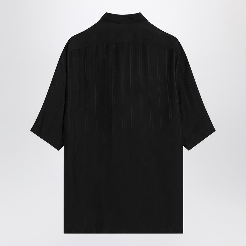 Saint Laurent Black silk shirt with Cassandre logo