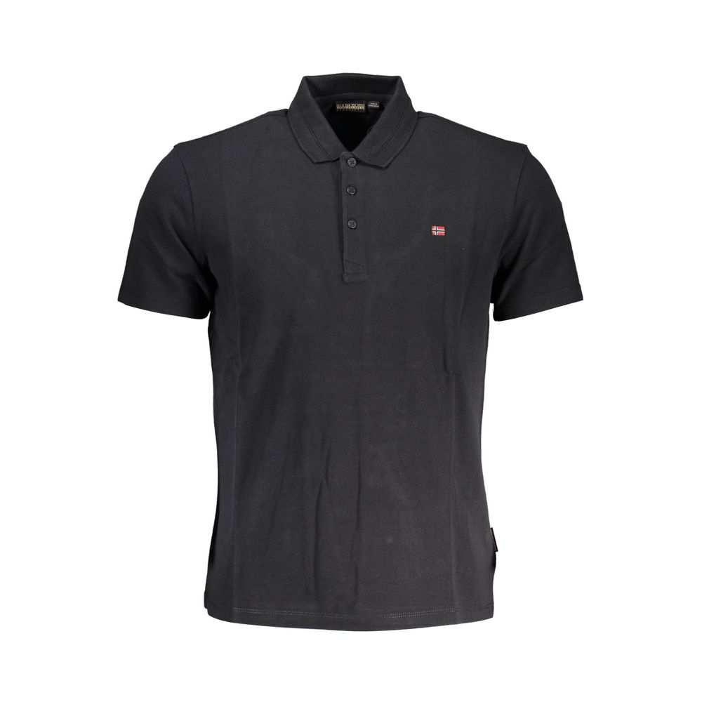 Black Cotton Men Polo Shirt