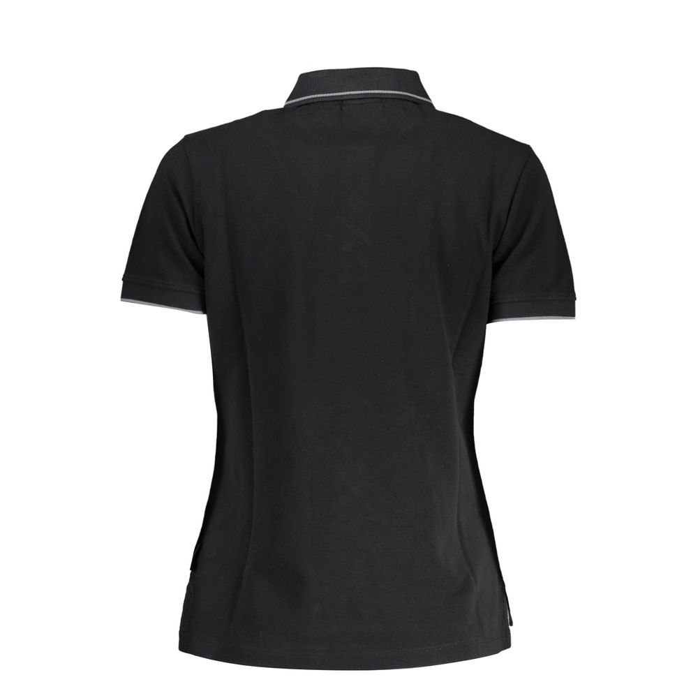 Black Cotton Women Polo Shirt