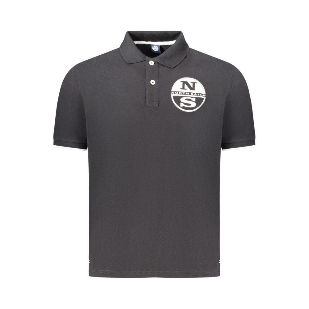 Black Cotton Men Polo Shirt