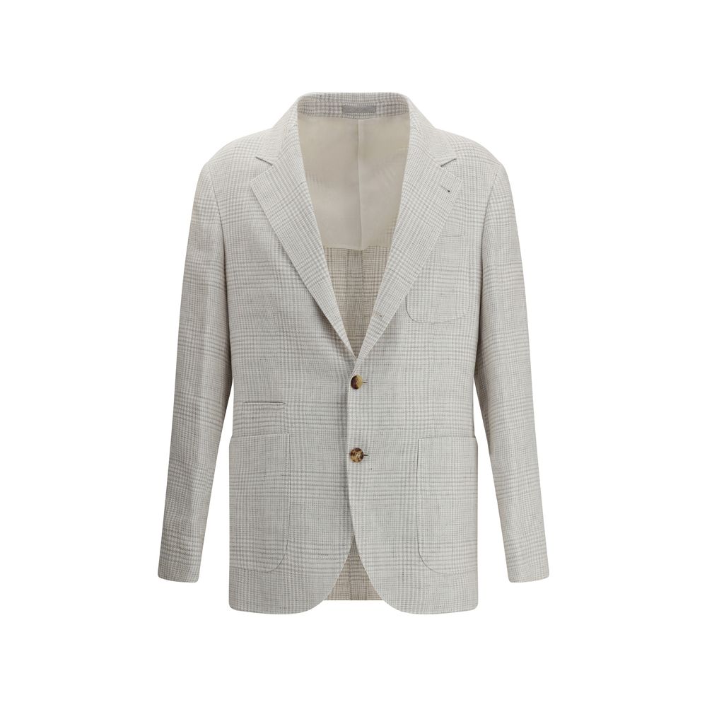 Check pattern linen Blazer