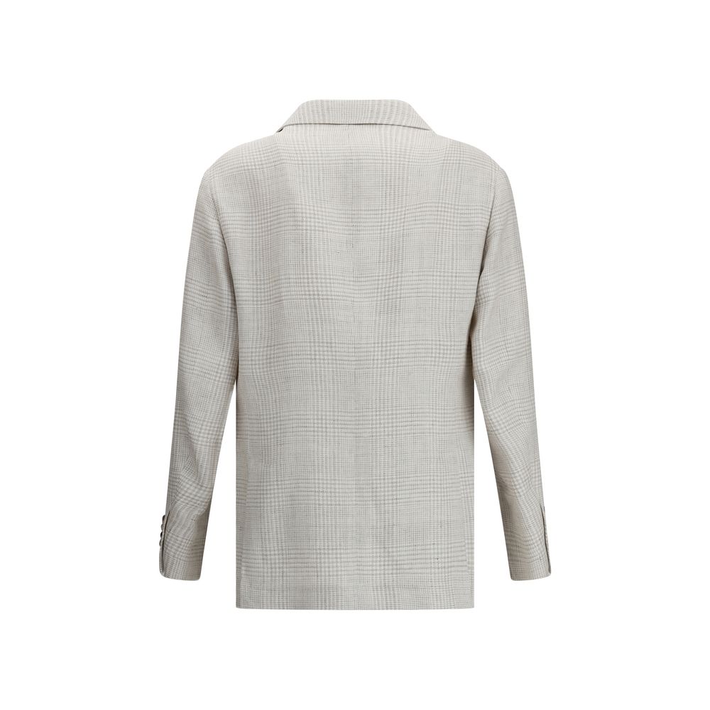 Check pattern linen Blazer