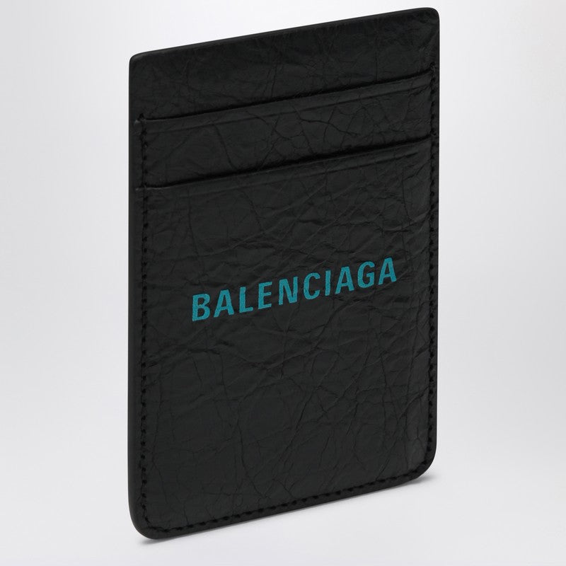 Balenciaga Black vertical card holder with logo print