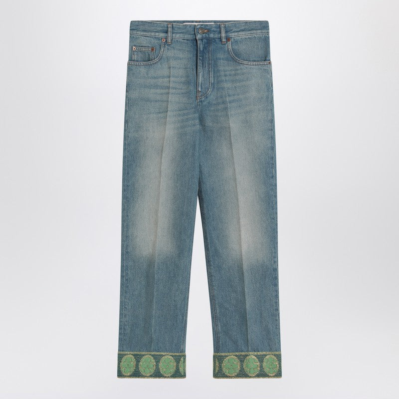 Valentino Faded blue jeans with jacquard background