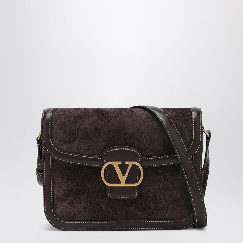 Valentino Garavani Dark brown leather and suede 9TO5 bag
