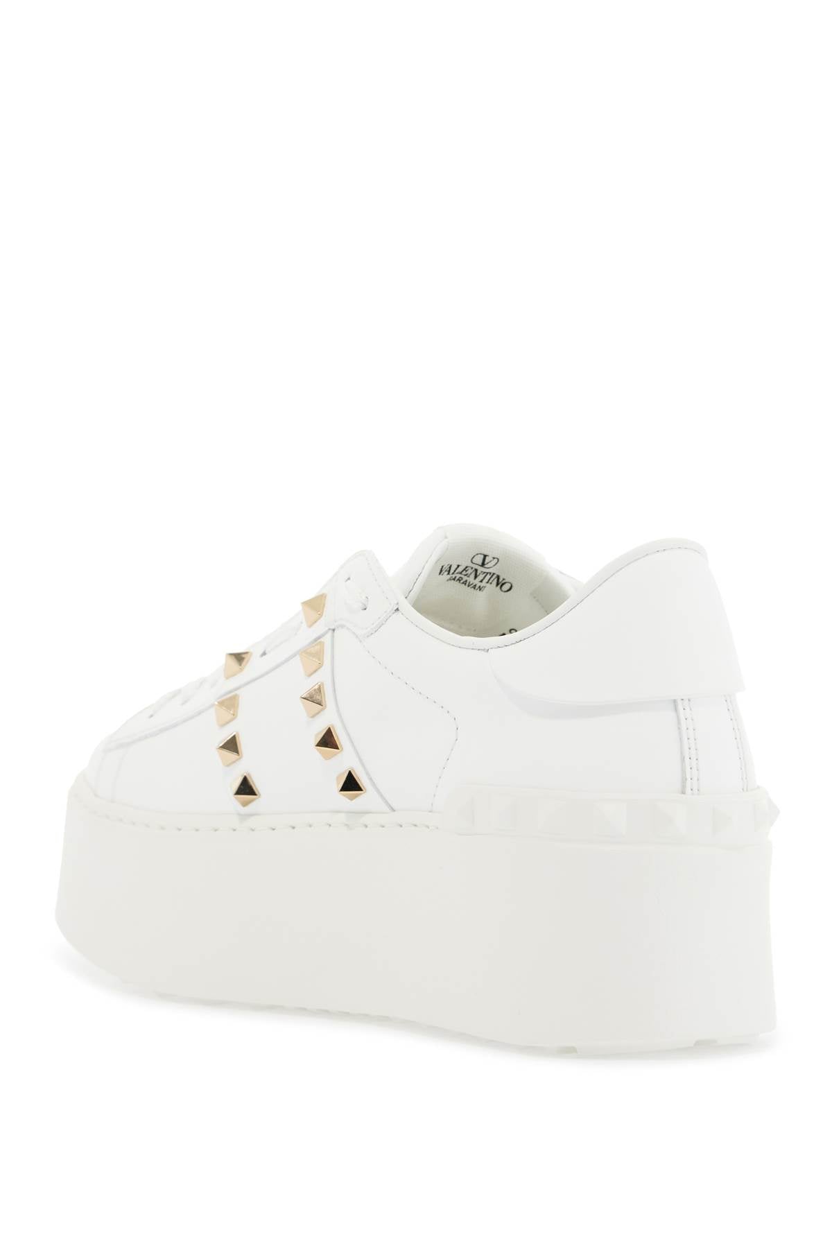 Valentino Garavani white rockstud elegant sneakers with golden studs